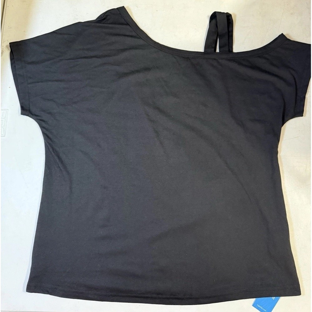 J-0188-Women's Black Swim Cover Up Top Short Sleeve Beach Shirt Size S NWT